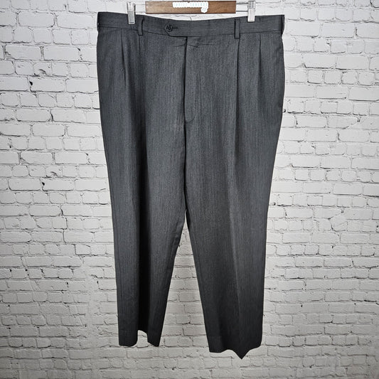 Jos A Bank Grey 100% Wool Flat Front Straight Leg Dress Pants 39R (39x28)
