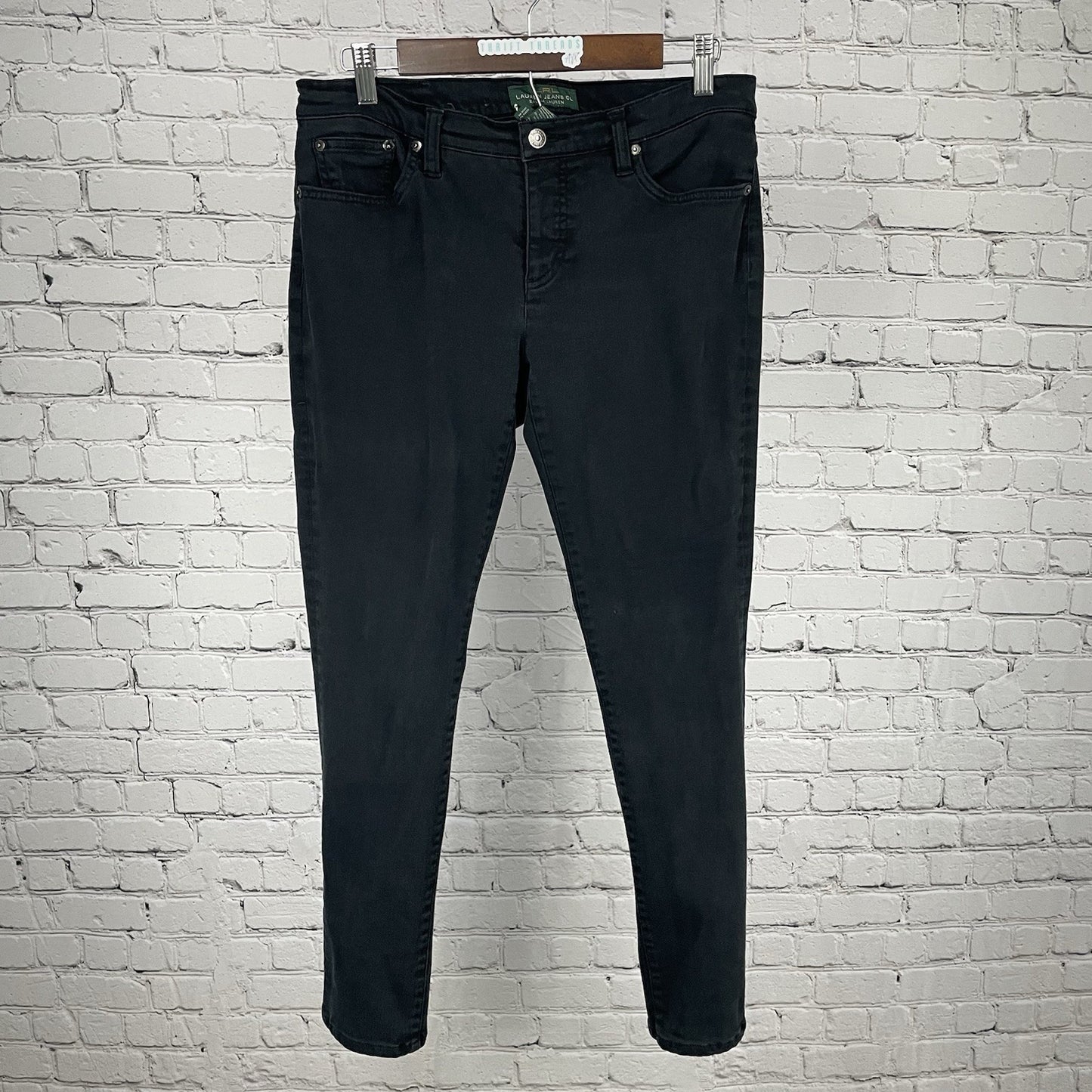 LRL Ralph Lauren Black Denim Modern Skinny Mid Rise Stretch Jeans Size 8 (32x29)