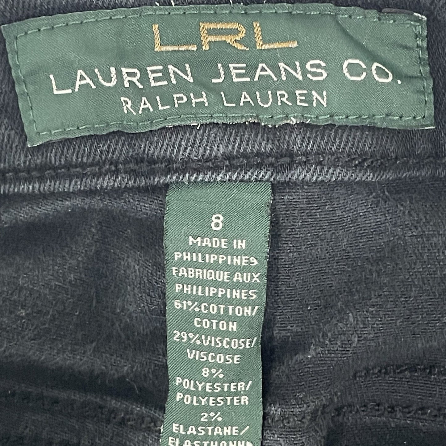 LRL Ralph Lauren Black Denim Modern Skinny Mid Rise Stretch Jeans Size 8 (32x29)