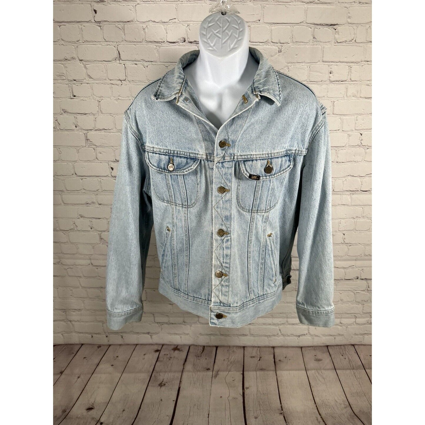 VTG 80’s Lee Riders Light Wash Blue Denim Button Up Jean Jacket USA Men’s L