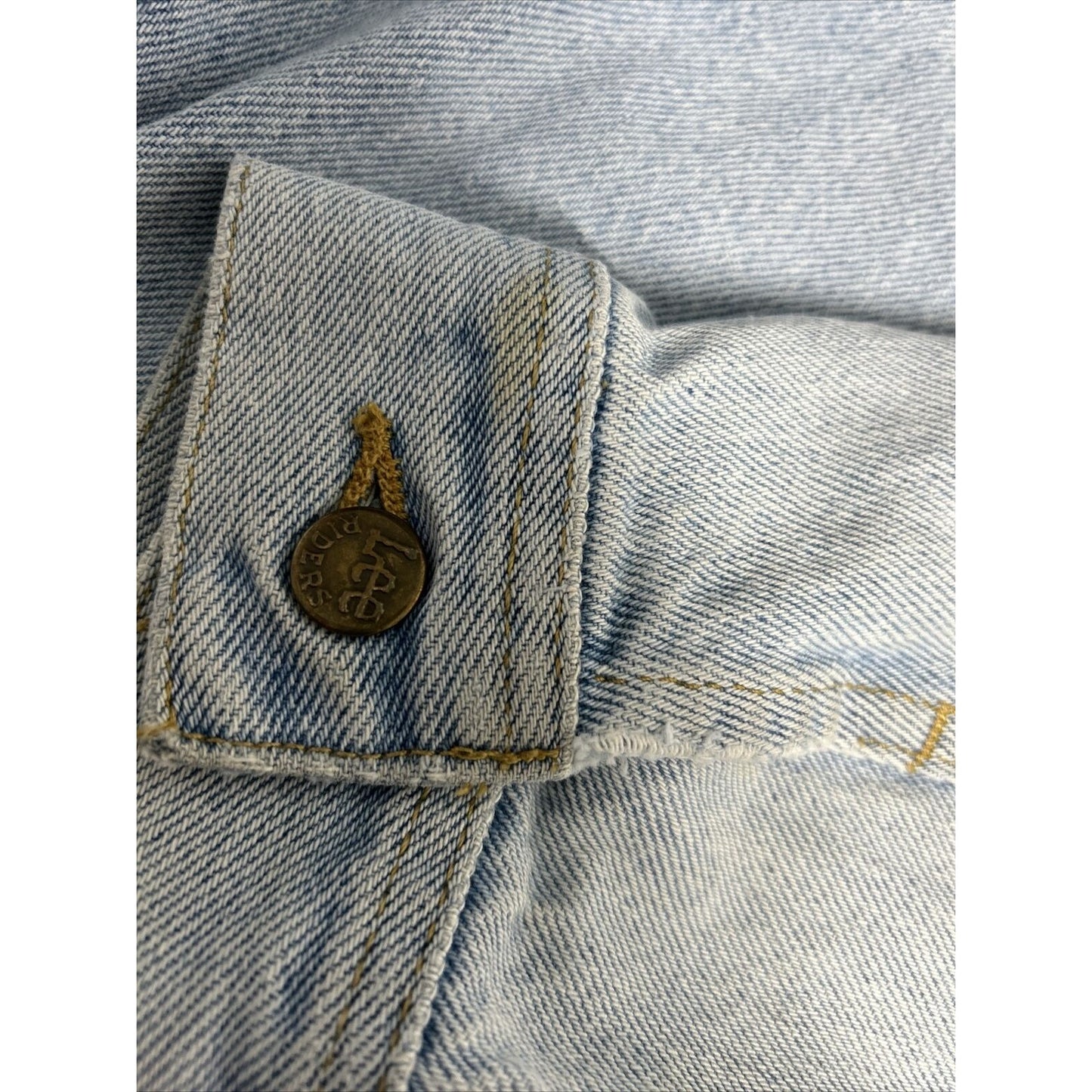 VTG 80’s Lee Riders Light Wash Blue Denim Button Up Jean Jacket USA Men’s L