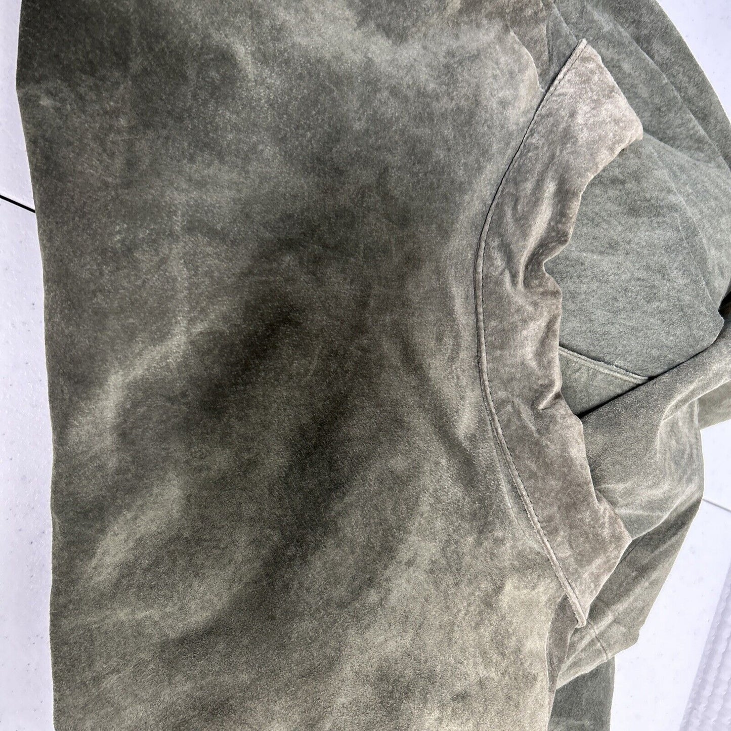Dialogue Green Button Up Lined Washable Suede Leather Jacket Women’s Size 2X