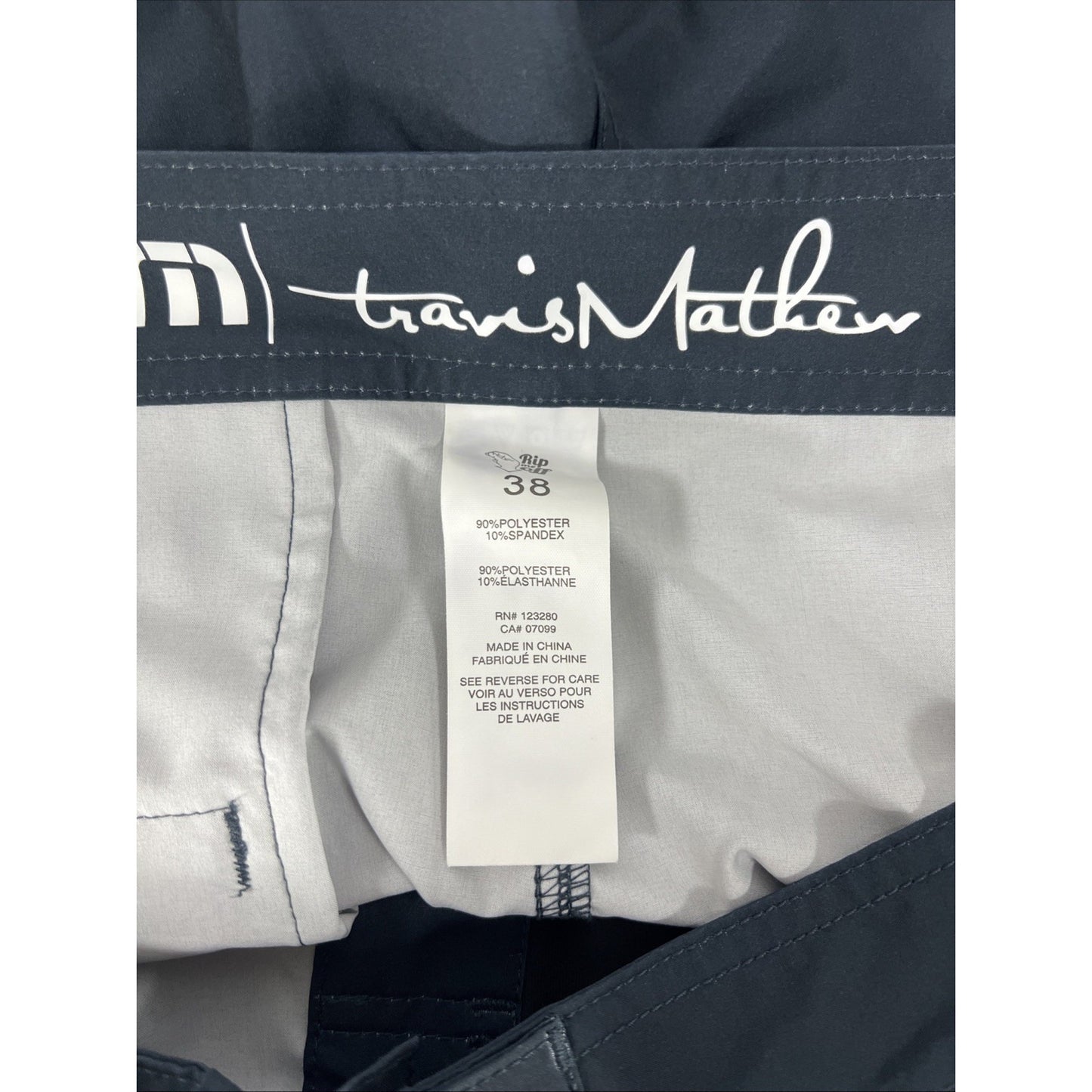 Travis Mathew Blue Leaf Print Board Swim Shorts Surf Swim Trunks Drawstring 38