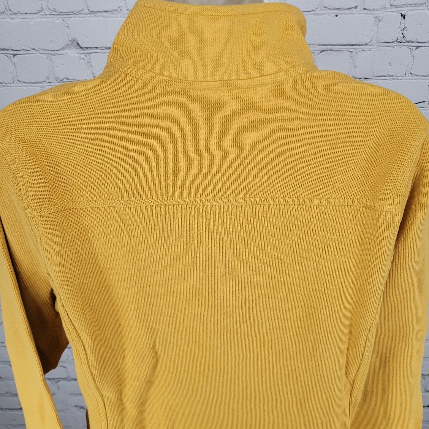 Orvis Yellow Print Trim Snap Collar Pullover Pockets Sweatshirt Size Medium M