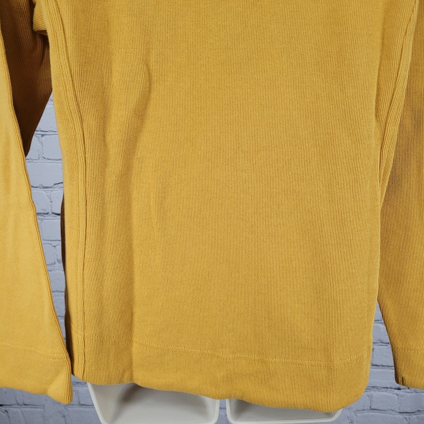 Orvis Yellow Print Trim Snap Collar Pullover Pockets Sweatshirt Size Medium M