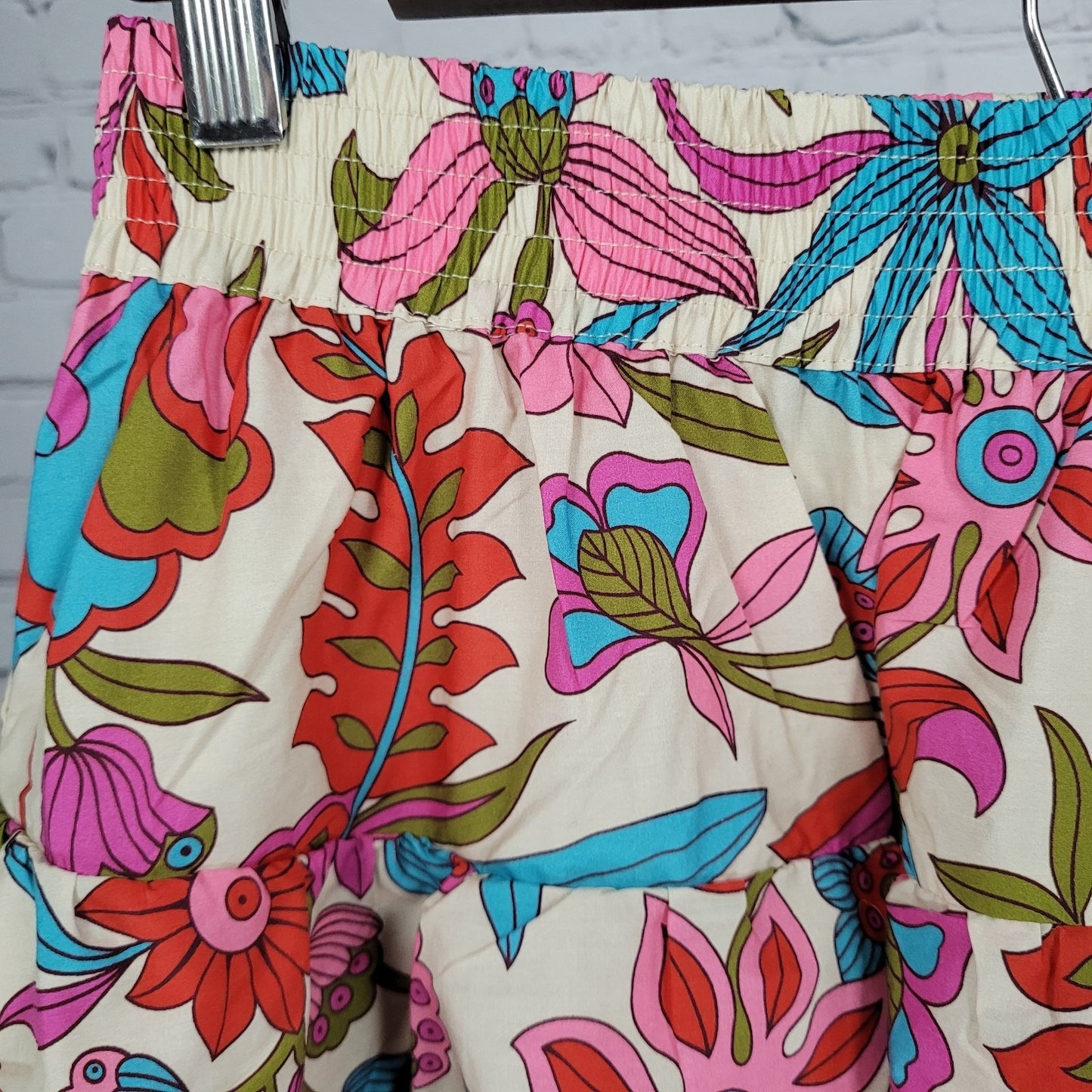 NWT Flora Bea NYC Multicolor Floral Unlined Lightweight Tiered Midi Skirt Small