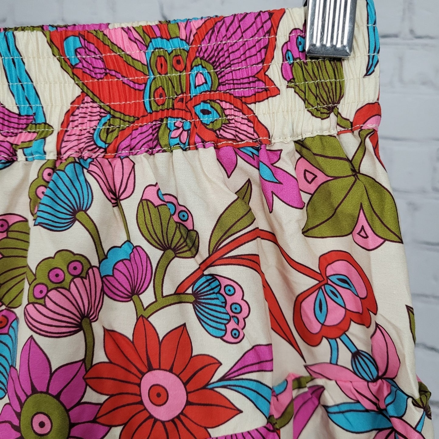 NWT Flora Bea NYC Multicolor Floral Unlined Lightweight Tiered Midi Skirt Small