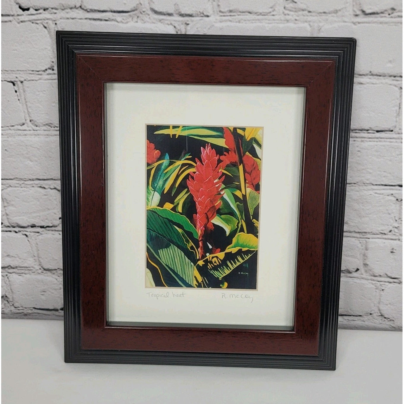 Robin McCoy Signed “Tropical Heat” Floral Plant Art Print Professionally Framed