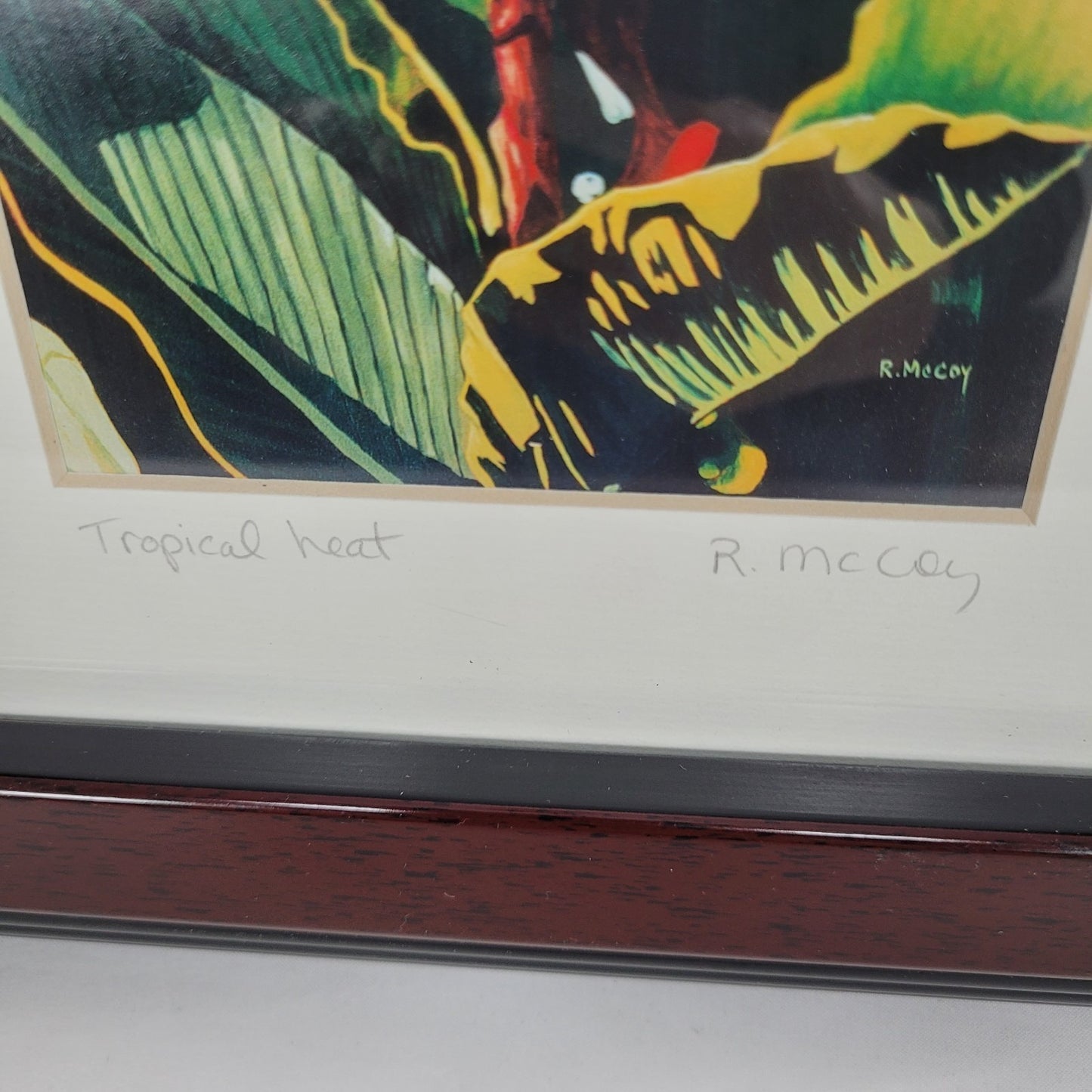 Robin McCoy Signed “Tropical Heat” Floral Plant Art Print Professionally Framed