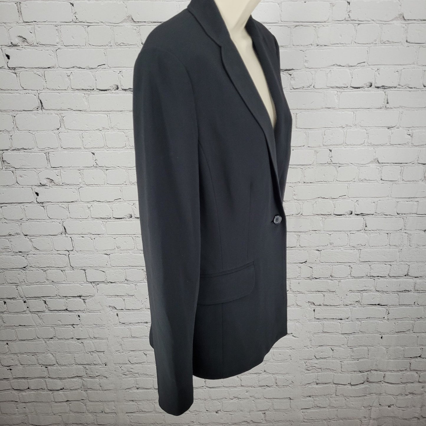 VTG Ann Taylor Black Classic 1 Button Ventless Notch Blazer Jacket Size 10