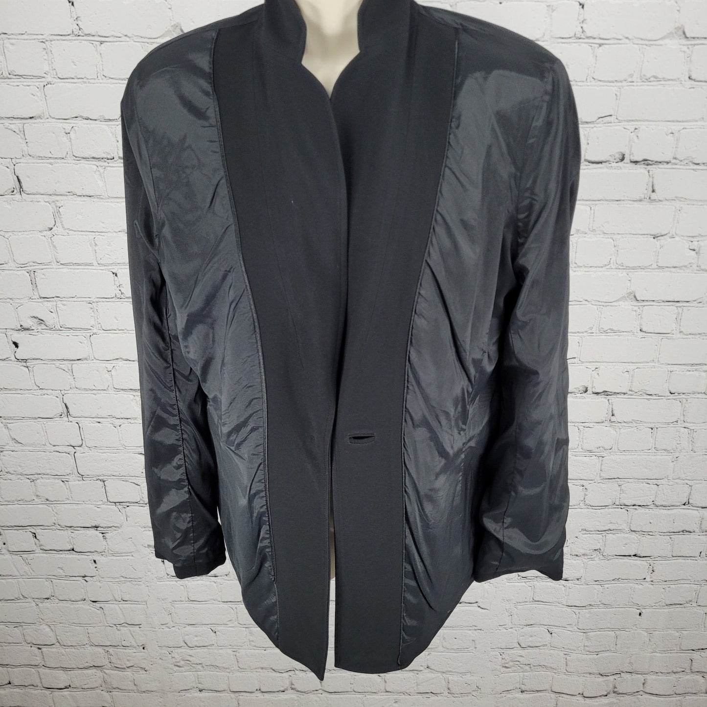 VTG Ann Taylor Black Classic 1 Button Ventless Notch Blazer Jacket Size 10