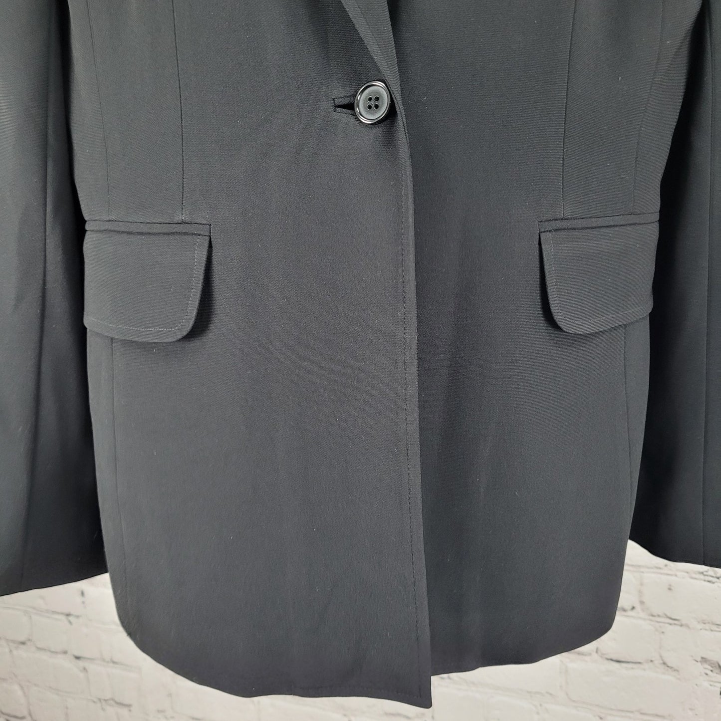 VTG Ann Taylor Black Classic 1 Button Ventless Notch Blazer Jacket Size 10