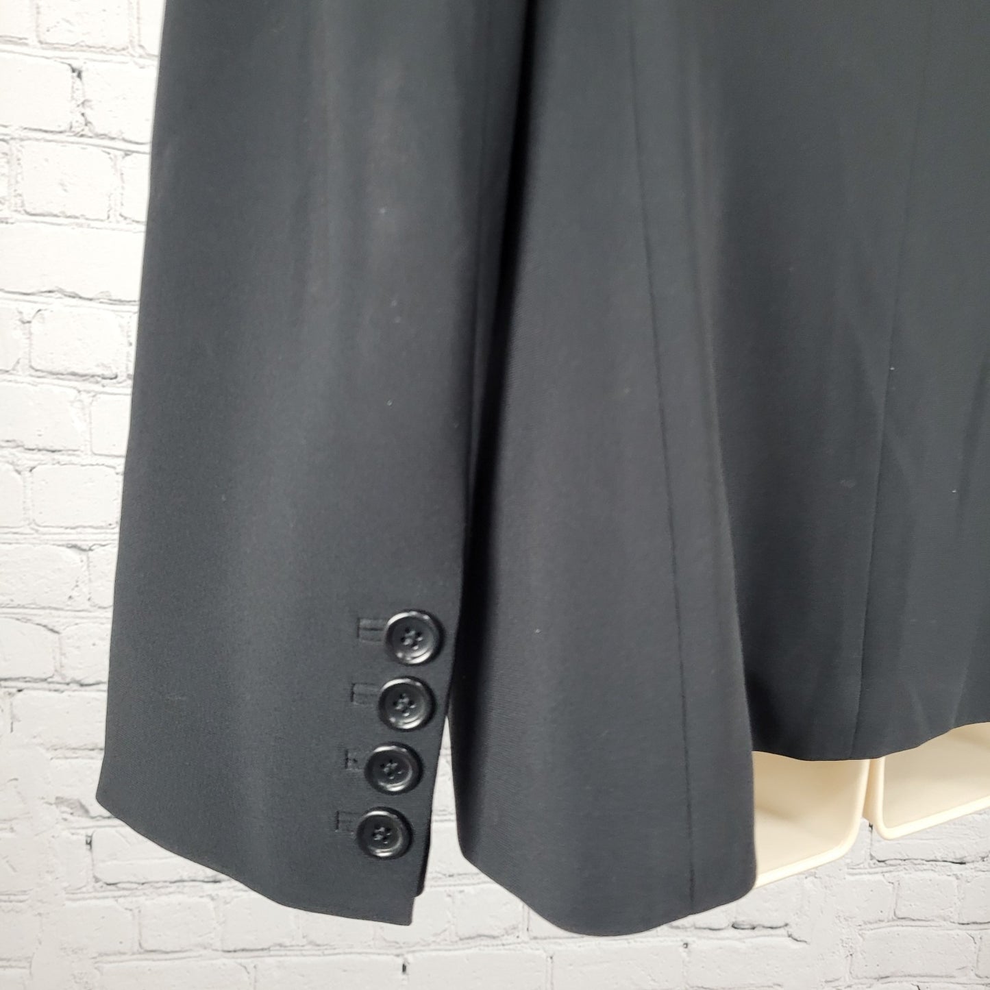 VTG Ann Taylor Black Classic 1 Button Ventless Notch Blazer Jacket Size 10