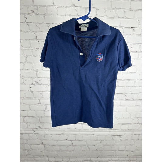 VTG Garan Dark Blue Short Sleeve Knit Polo Shirt Youth Boys 10 USA