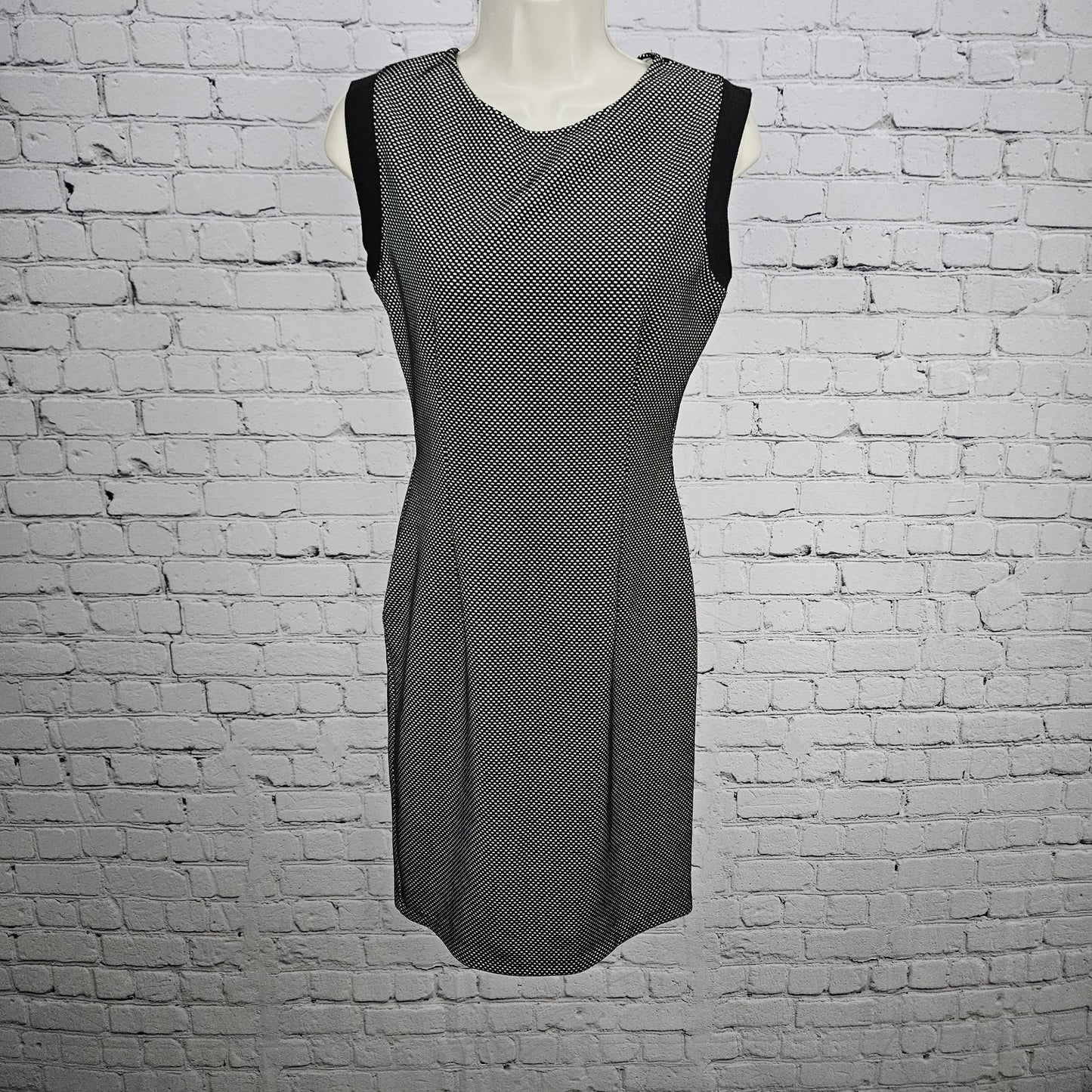 Necessary Objects Black Ivory Sleeveless Sheath Midi Dress USA Medium M