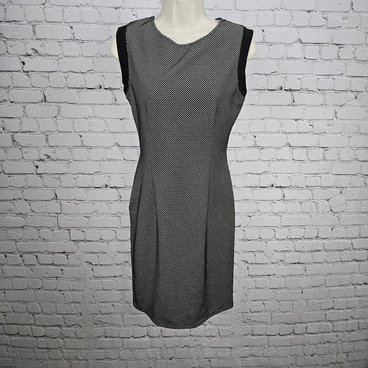 Necessary Objects Black Ivory Sleeveless Sheath Midi Dress USA Medium M