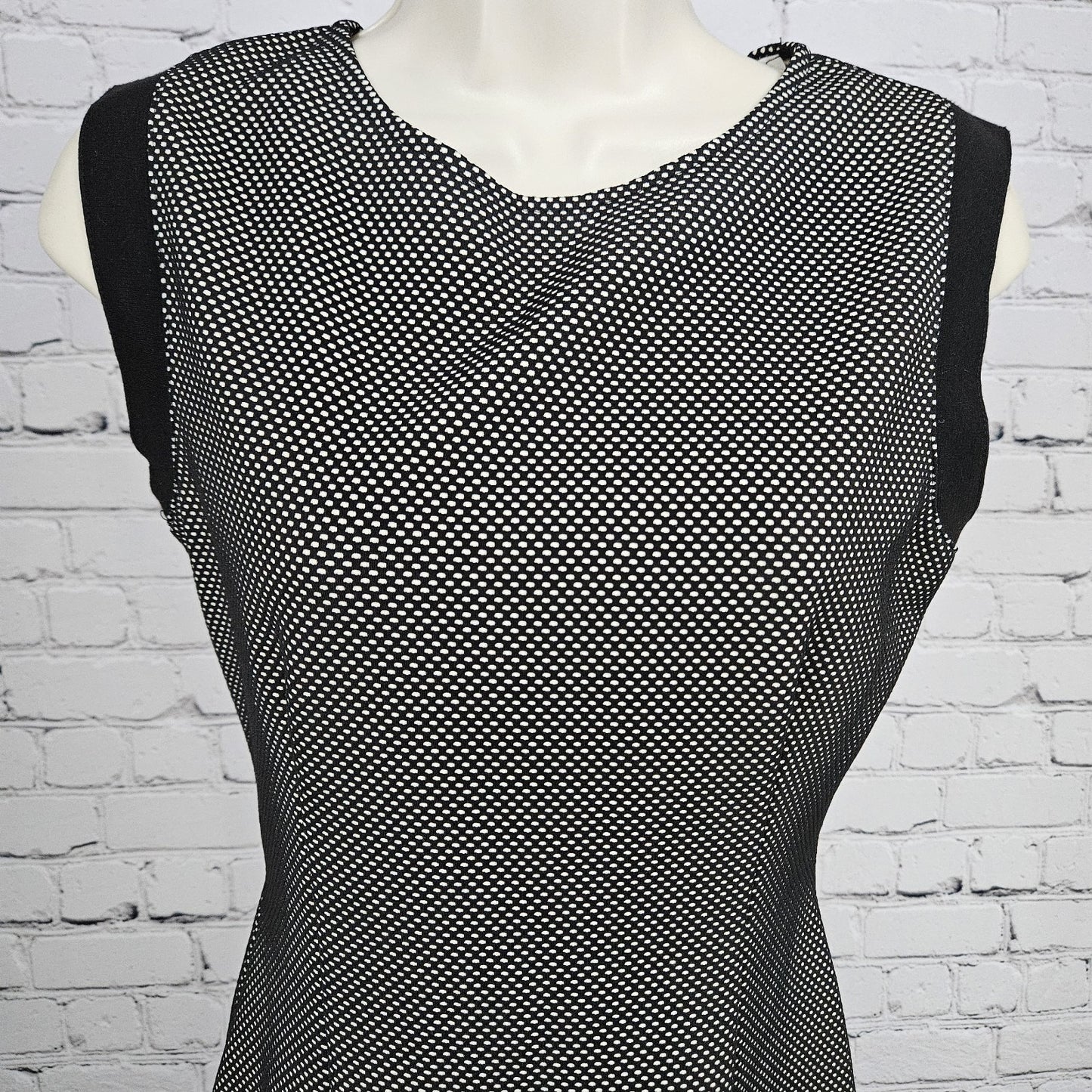 Necessary Objects Black Ivory Sleeveless Sheath Midi Dress USA Medium M