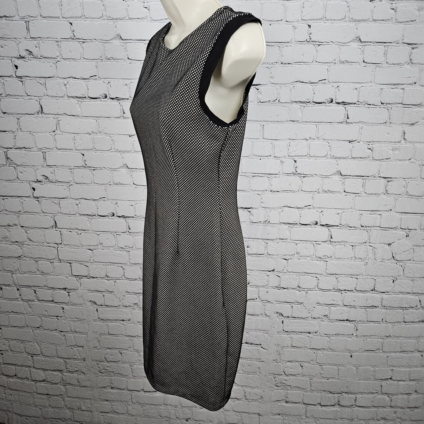 Necessary Objects Black Ivory Sleeveless Sheath Midi Dress USA Medium M