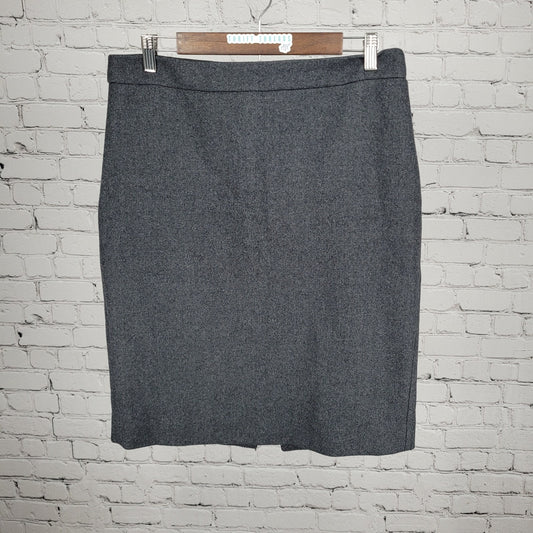 J.Crew Gray Wool Back Slit Zipped Lined Straight Pencil Knee Length Skirt 12