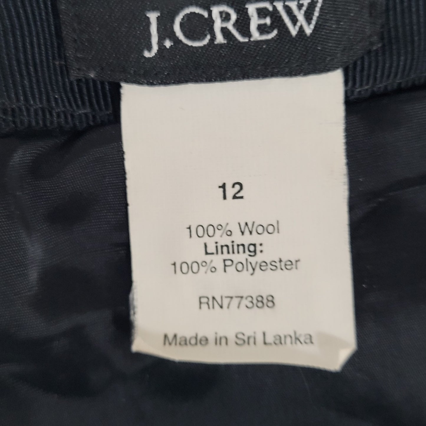 J.Crew Gray Wool Back Slit Zipped Lined Straight Pencil Knee Length Skirt 12