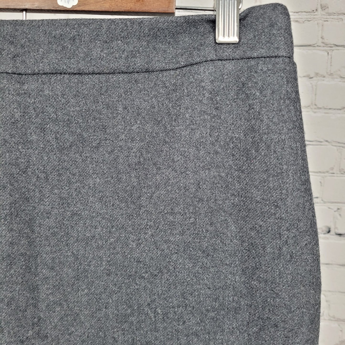 J.Crew Gray Wool Back Slit Zipped Lined Straight Pencil Knee Length Skirt 12