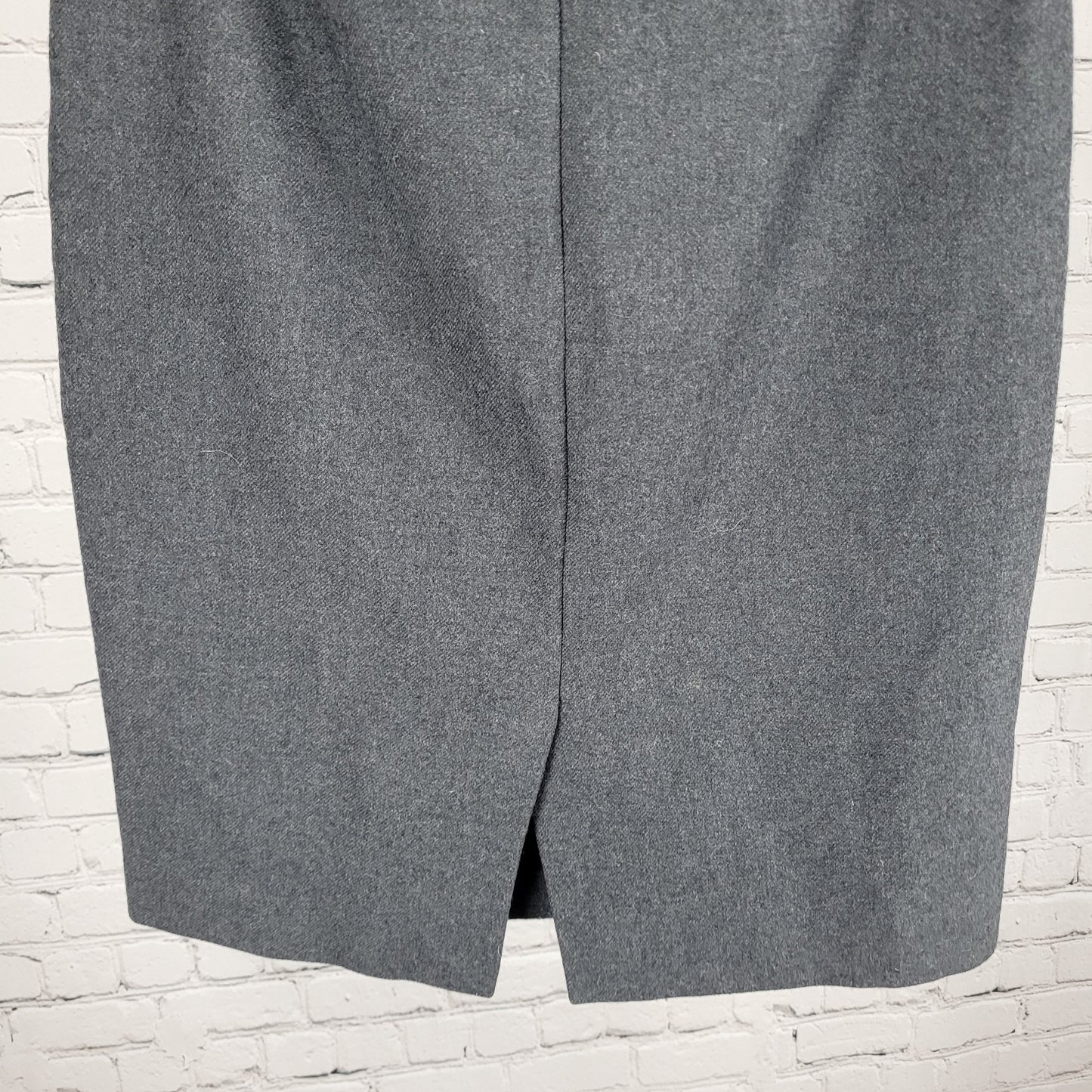 J.Crew Gray Wool Back Slit Zipped Lined Straight Pencil Knee Length Skirt 12