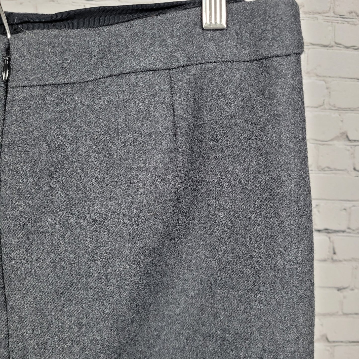 J.Crew Gray Wool Back Slit Zipped Lined Straight Pencil Knee Length Skirt 12