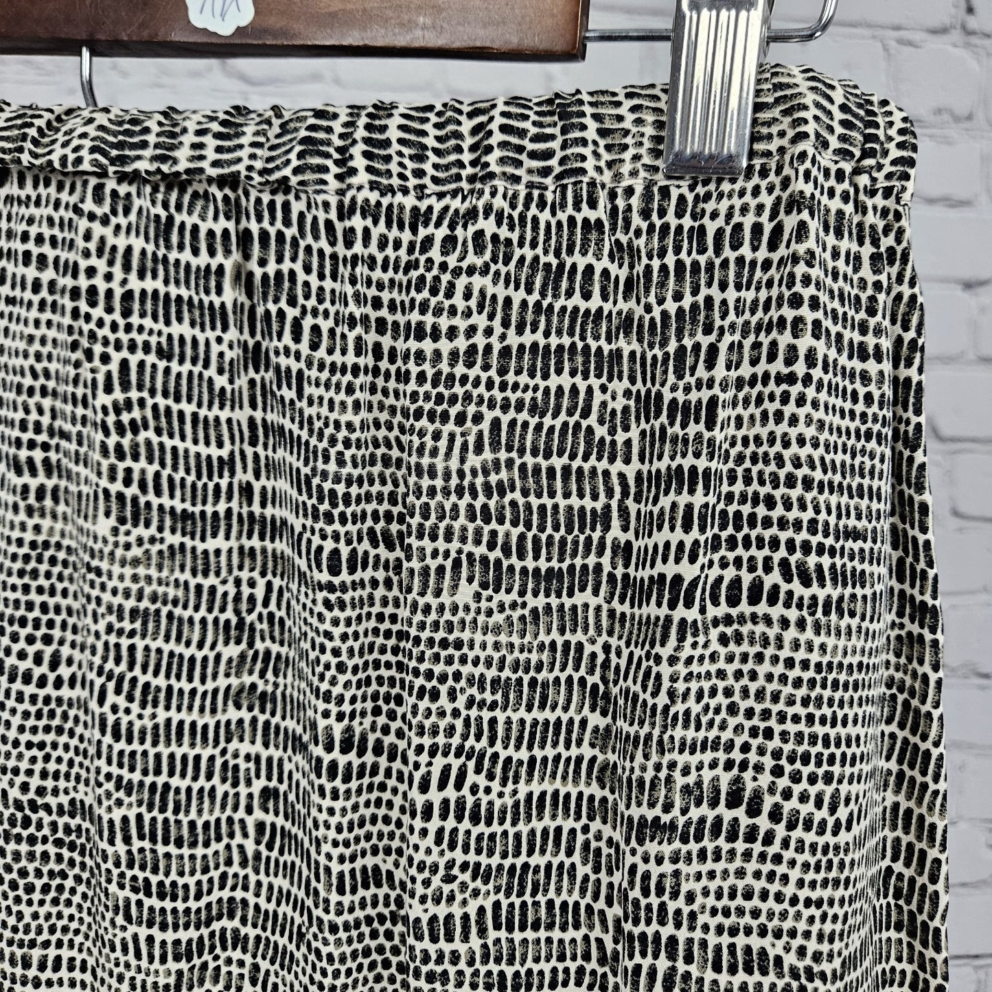 Allison Taylor Beige Brown 100% Silk Animal Print Side Slits Midi Skirt Small S
