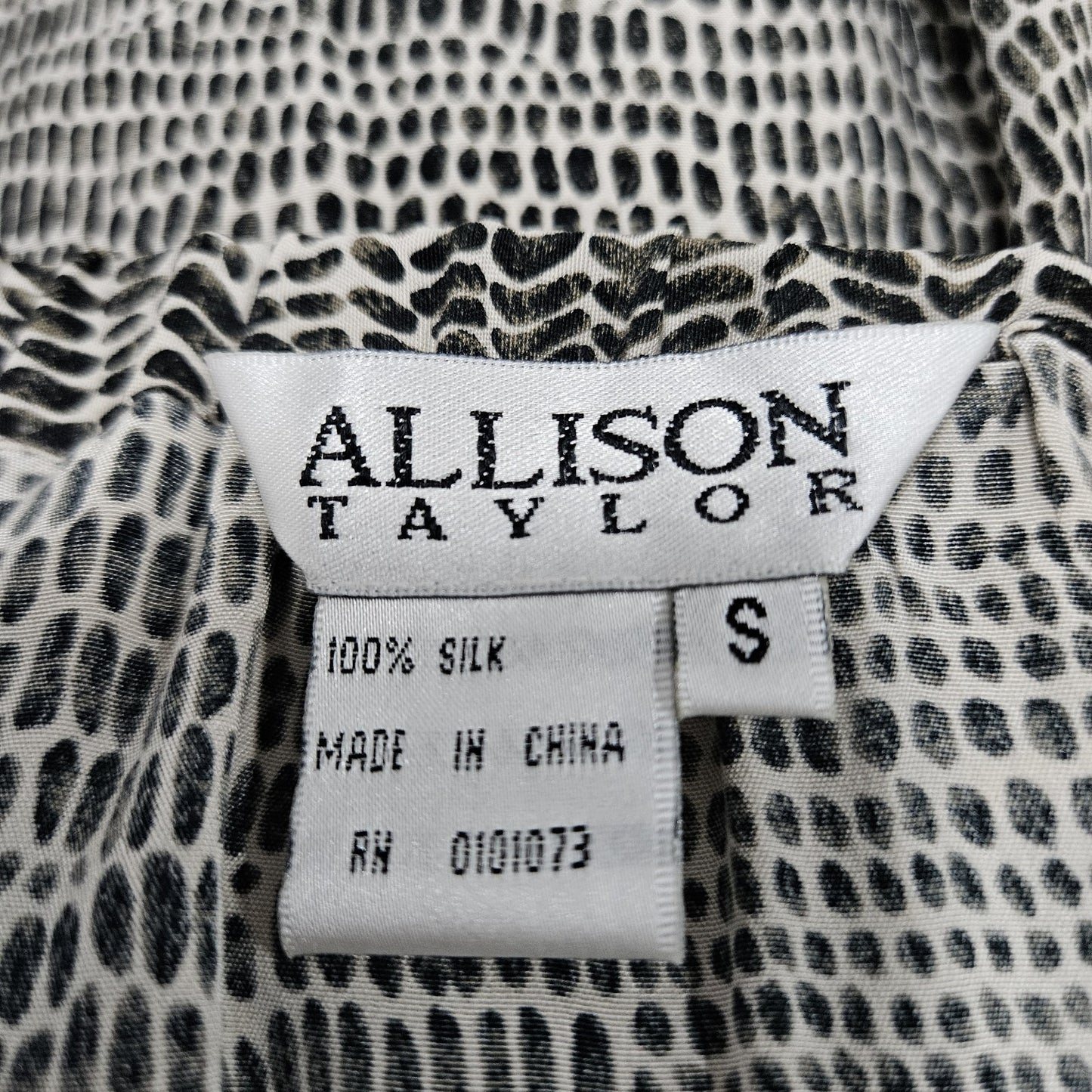 Allison Taylor Beige Brown 100% Silk Animal Print Side Slits Midi Skirt Small S