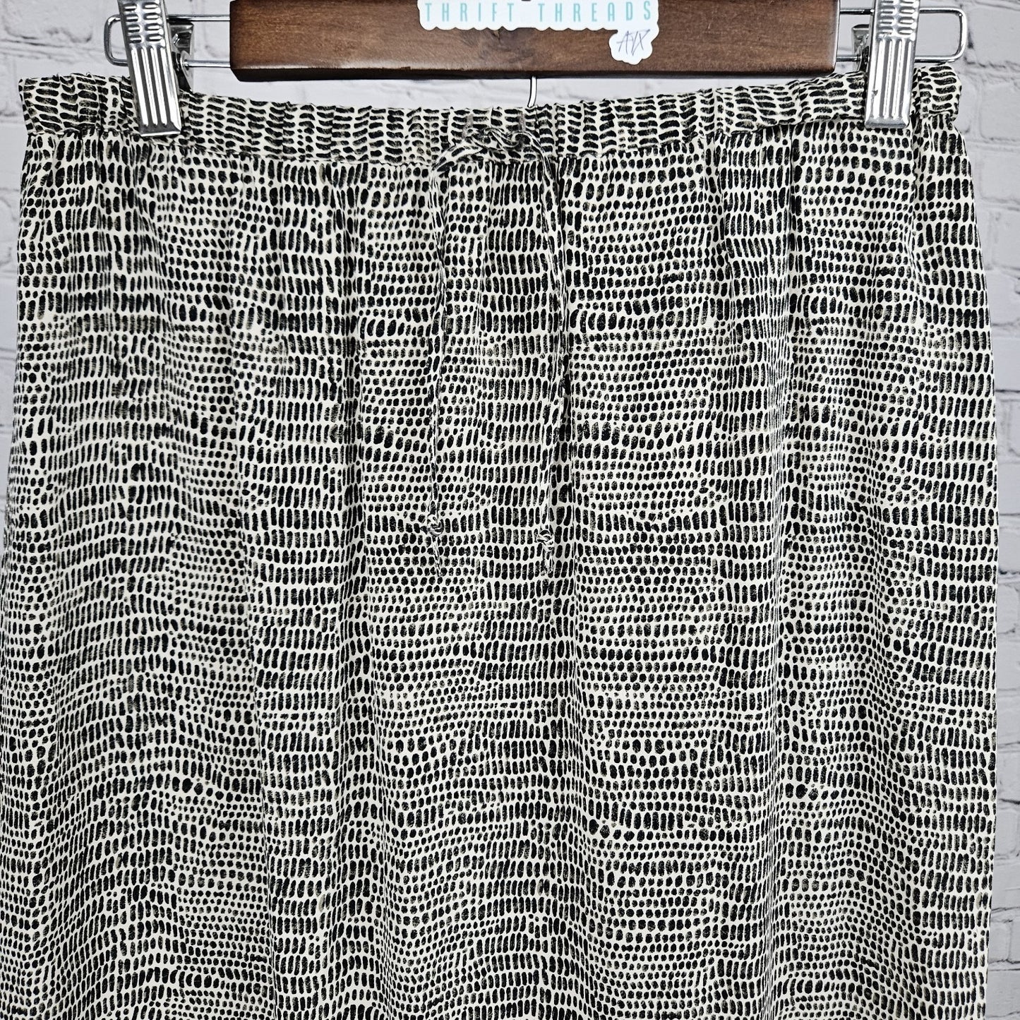 Allison Taylor Beige Brown 100% Silk Animal Print Side Slits Midi Skirt Small S