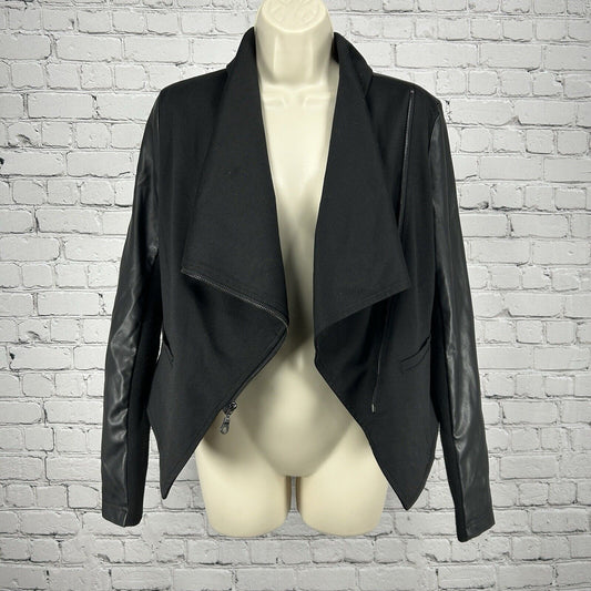 Bagatelle Collection Black Faux Leather Asymmetrical Zip Up Jacket Size Small S