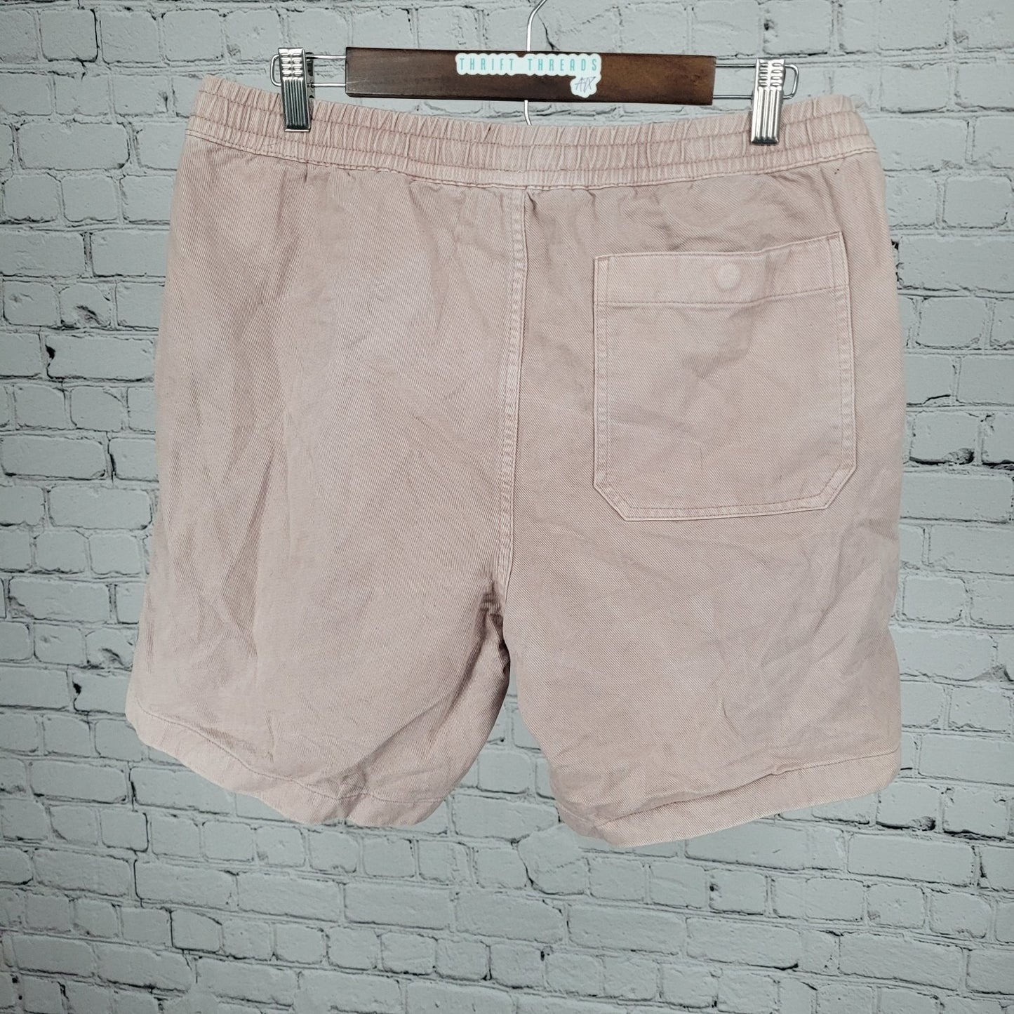 Madewell Pink Cotton High Rise Elastic Waist Drawstring Shorts Medium M (31x6.5)