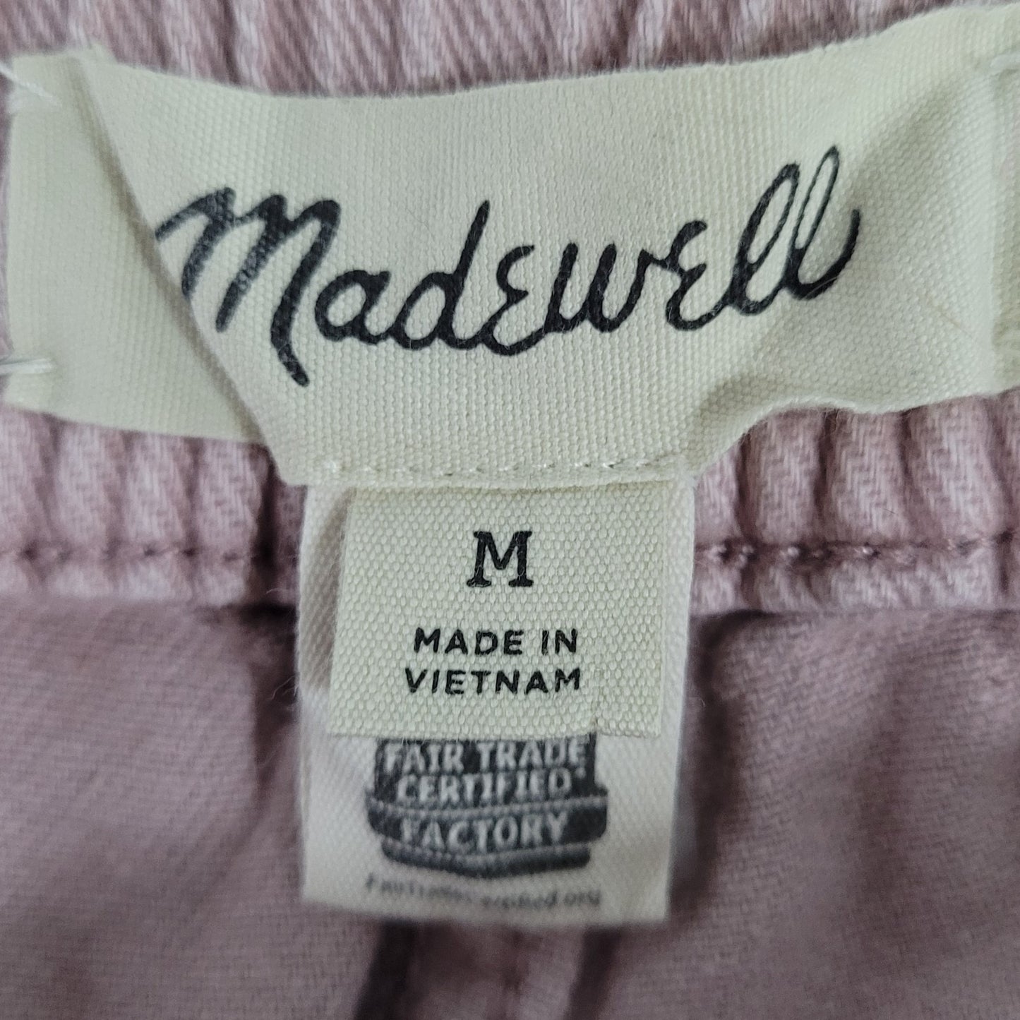 Madewell Pink Cotton High Rise Elastic Waist Drawstring Shorts Medium M (31x6.5)