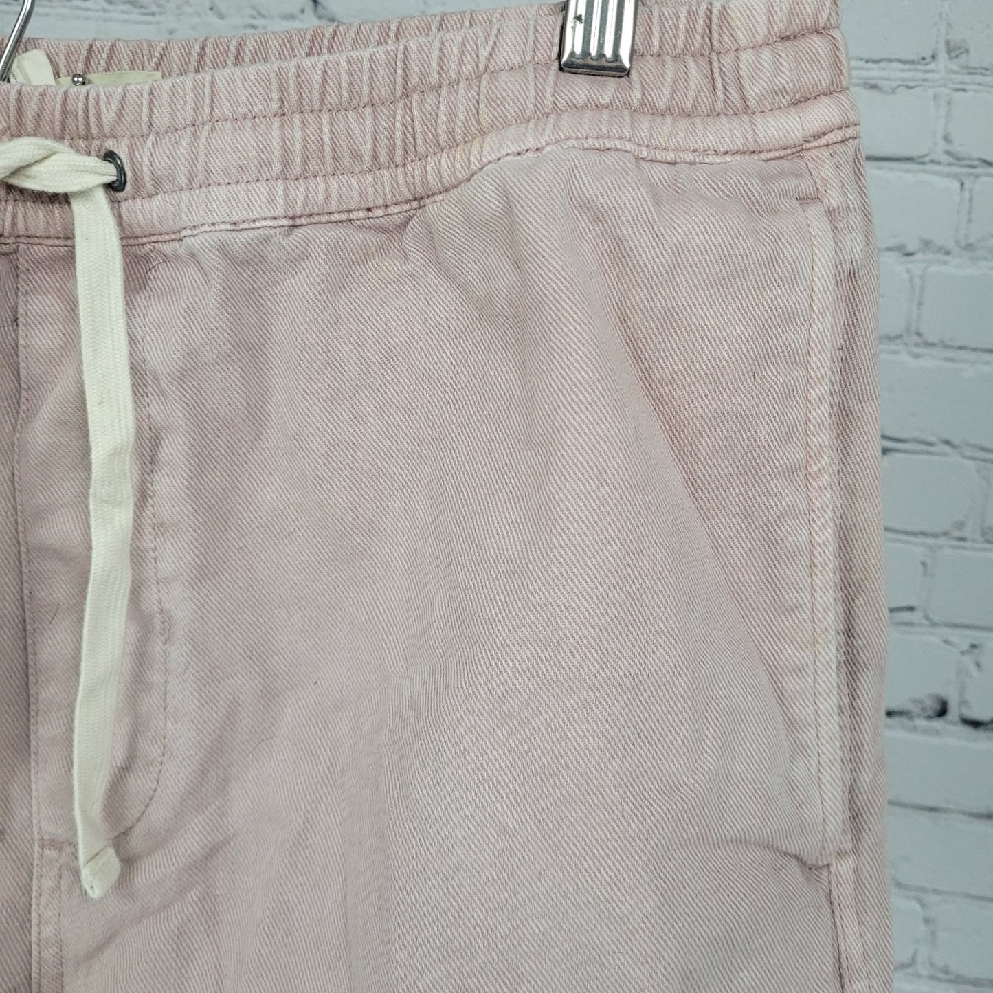 Madewell Pink Cotton High Rise Elastic Waist Drawstring Shorts Medium M (31x6.5)
