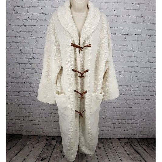 VTG Don't Mess With Texas Ivory Sherpa Toggle Pockets Lined Coat Large L