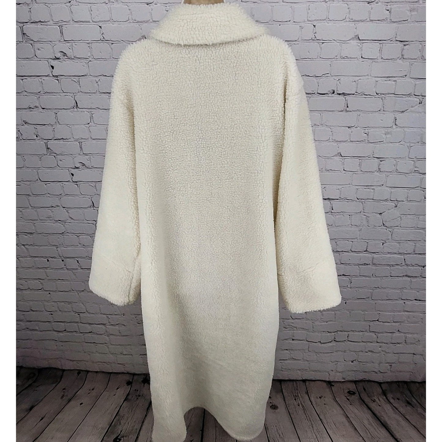 VTG Don't Mess With Texas Ivory Sherpa Toggle Pockets Lined Coat Large L