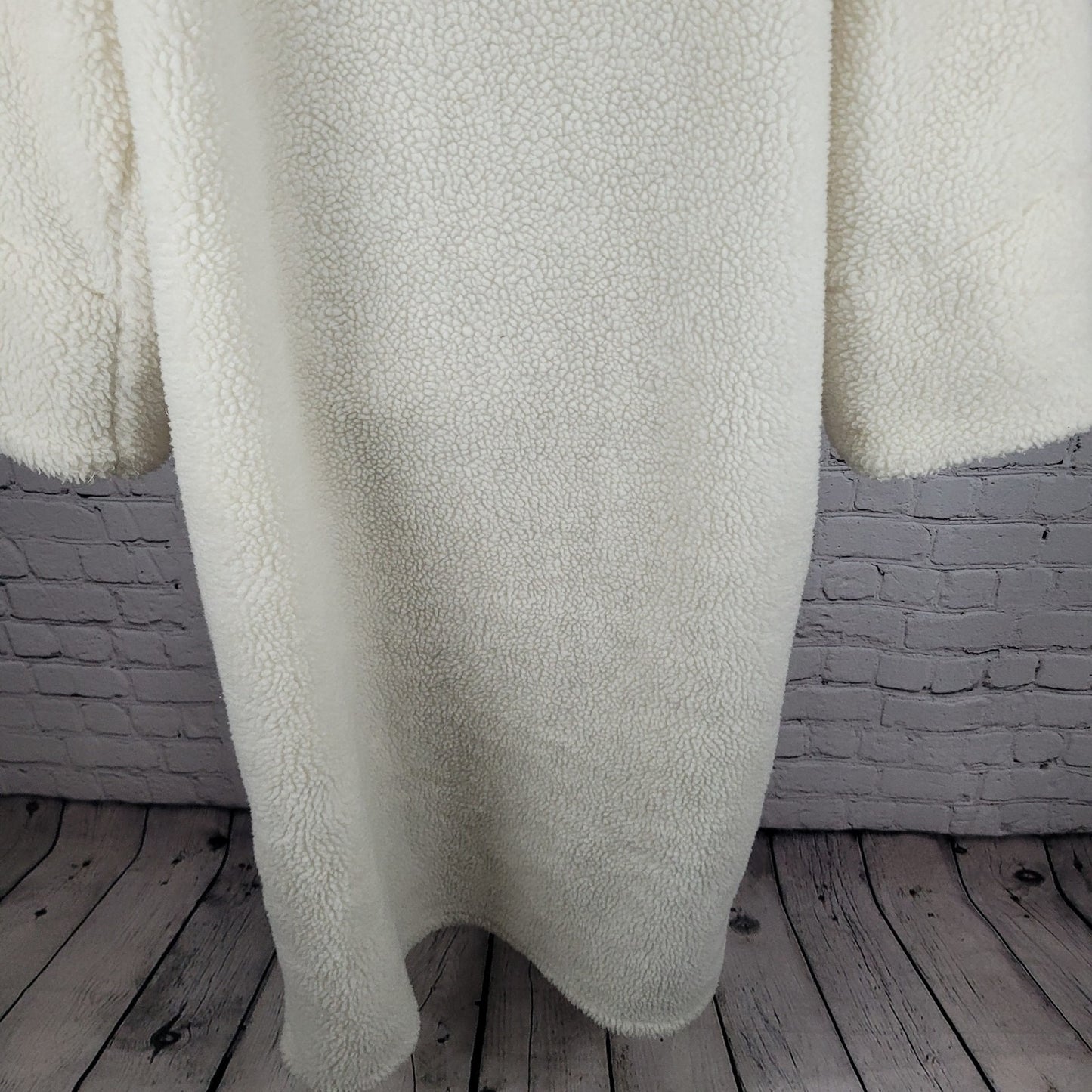 VTG Don't Mess With Texas Ivory Sherpa Toggle Pockets Lined Coat Large L