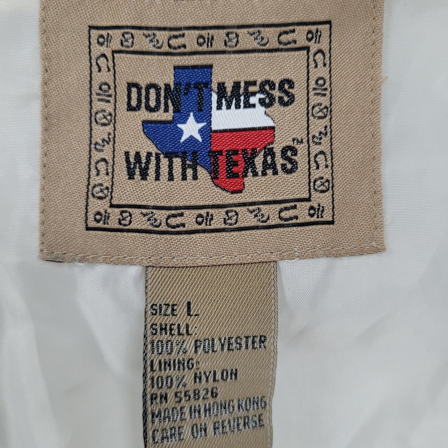 VTG Don't Mess With Texas Ivory Sherpa Toggle Pockets Lined Coat Large L