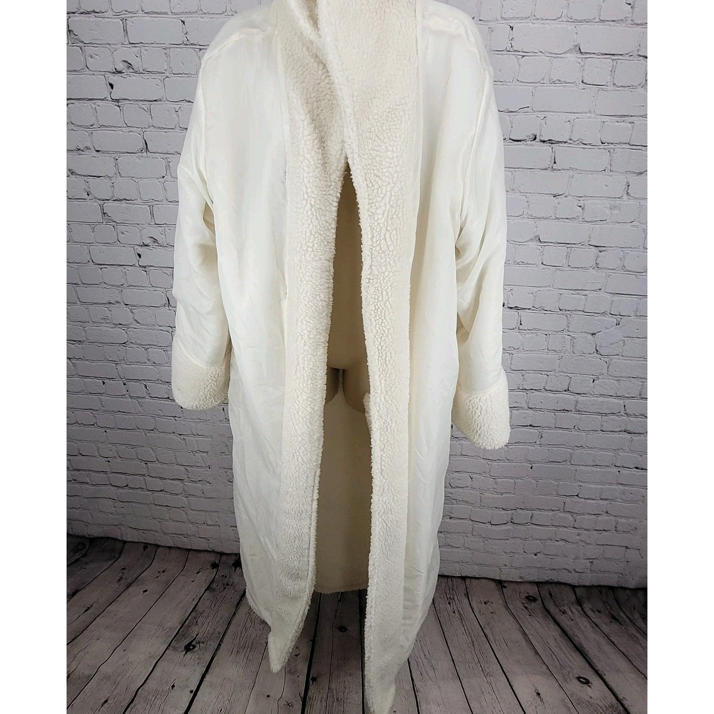 VTG Don't Mess With Texas Ivory Sherpa Toggle Pockets Lined Coat Large L