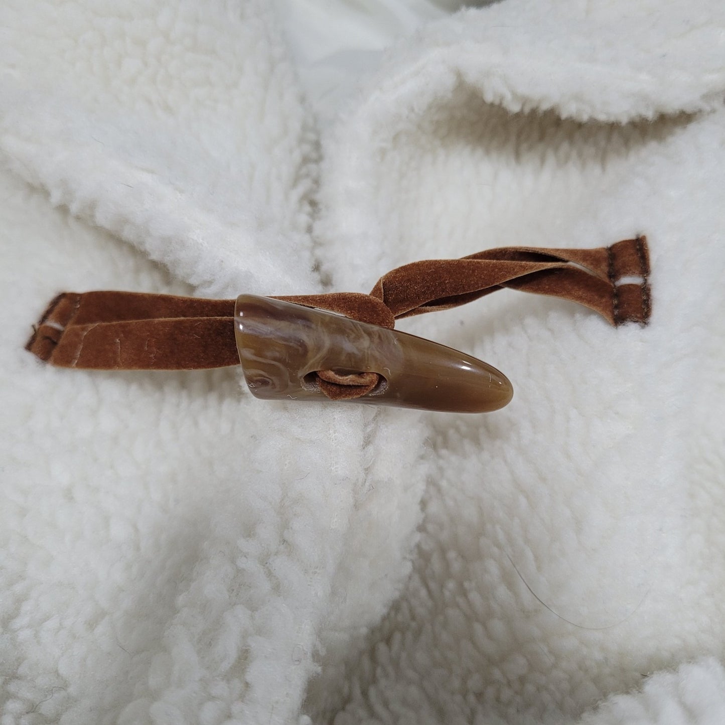 VTG Don't Mess With Texas Ivory Sherpa Toggle Pockets Lined Coat Large L