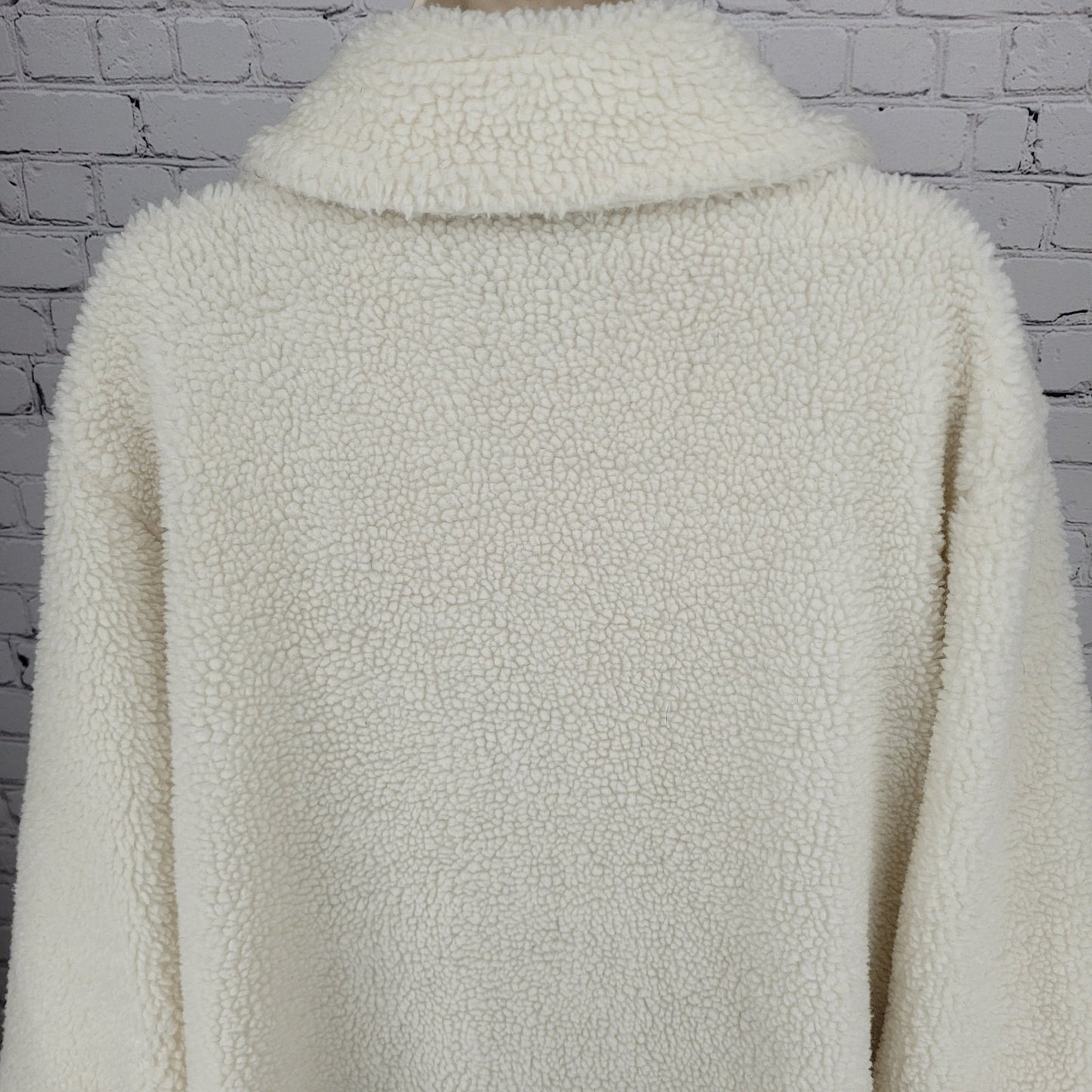 VTG Don't Mess With Texas Ivory Sherpa Toggle Pockets Lined Coat Large L