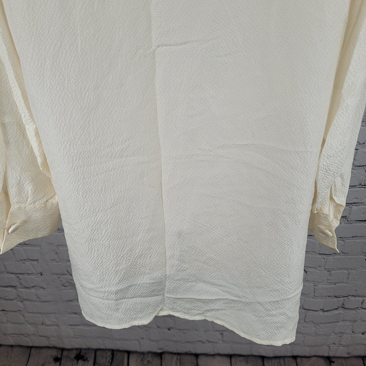 Nipon Studio Ivory 100% Silk Button Up Long Sleeve Tunic Blouse Size 8