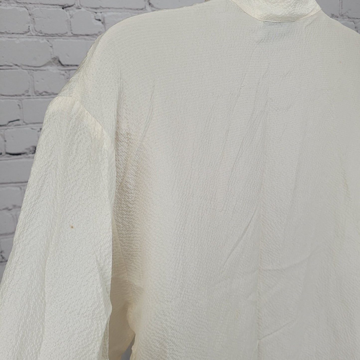 Nipon Studio Ivory 100% Silk Button Up Long Sleeve Tunic Blouse Size 8