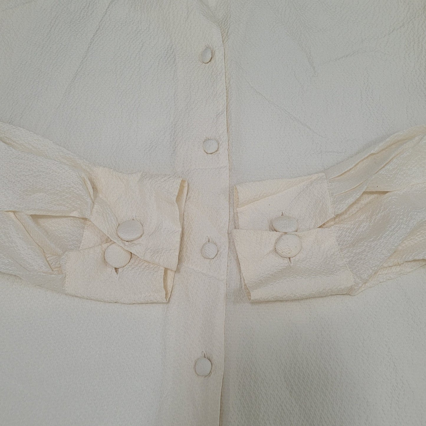 Nipon Studio Ivory 100% Silk Button Up Long Sleeve Tunic Blouse Size 8