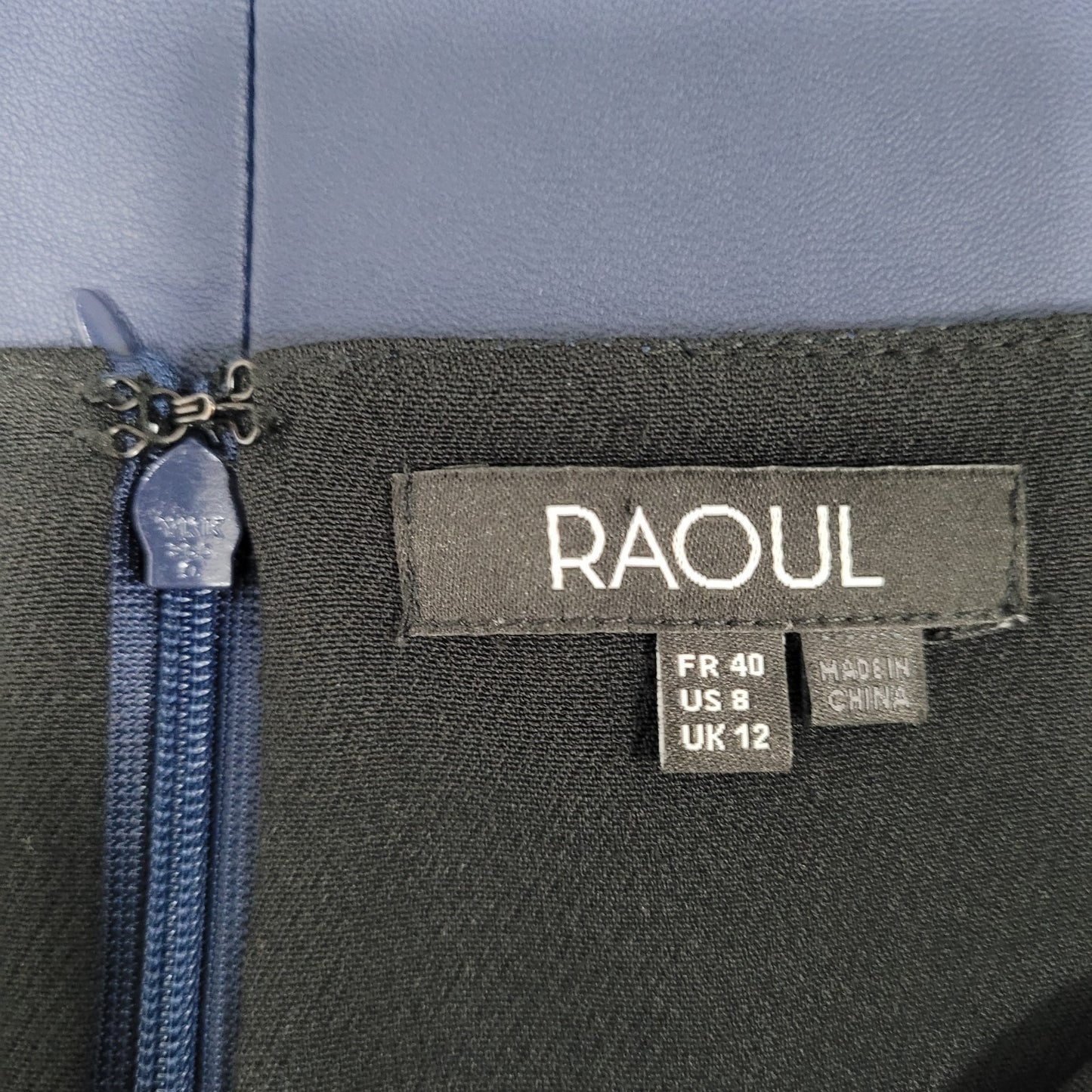 Raoul Black & Blue Genuine Leather Pleated Front Slit Straight Skirt Size 8