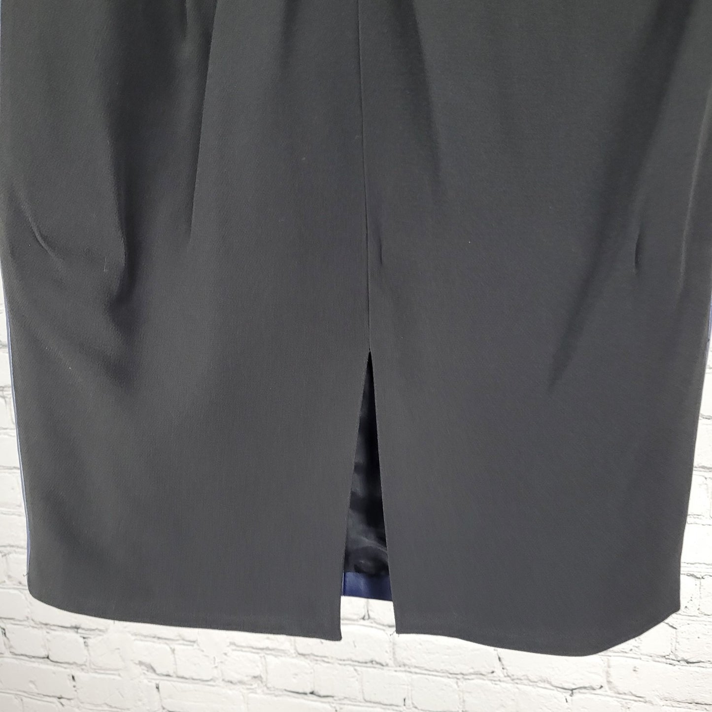 Raoul Black & Blue Genuine Leather Pleated Front Slit Straight Skirt Size 8