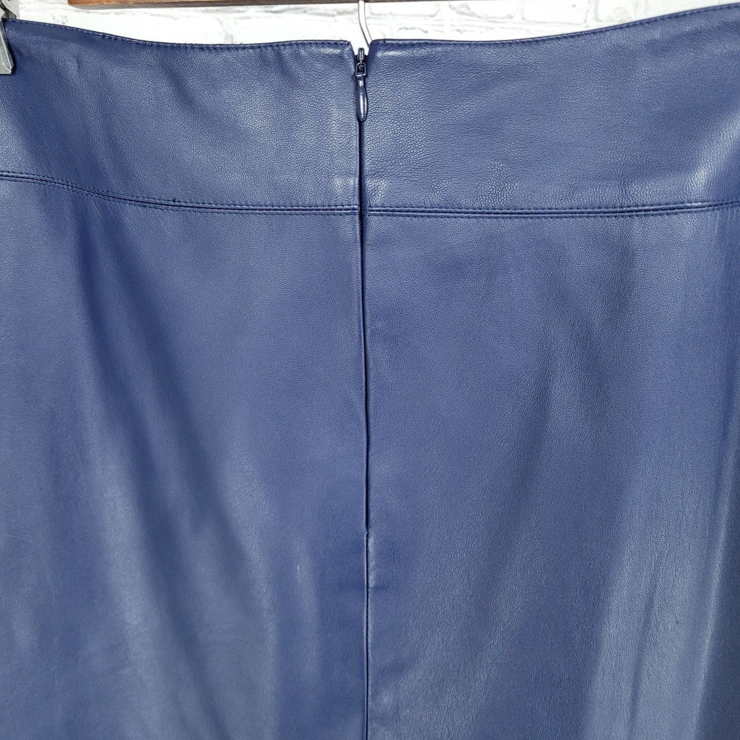 Raoul Black & Blue Genuine Leather Pleated Front Slit Straight Skirt Size 8