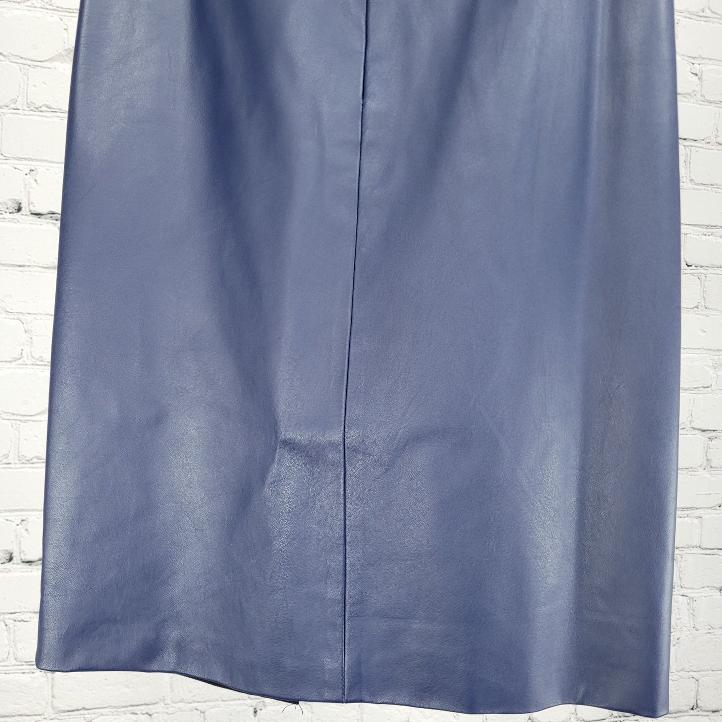 Raoul Black & Blue Genuine Leather Pleated Front Slit Straight Skirt Size 8