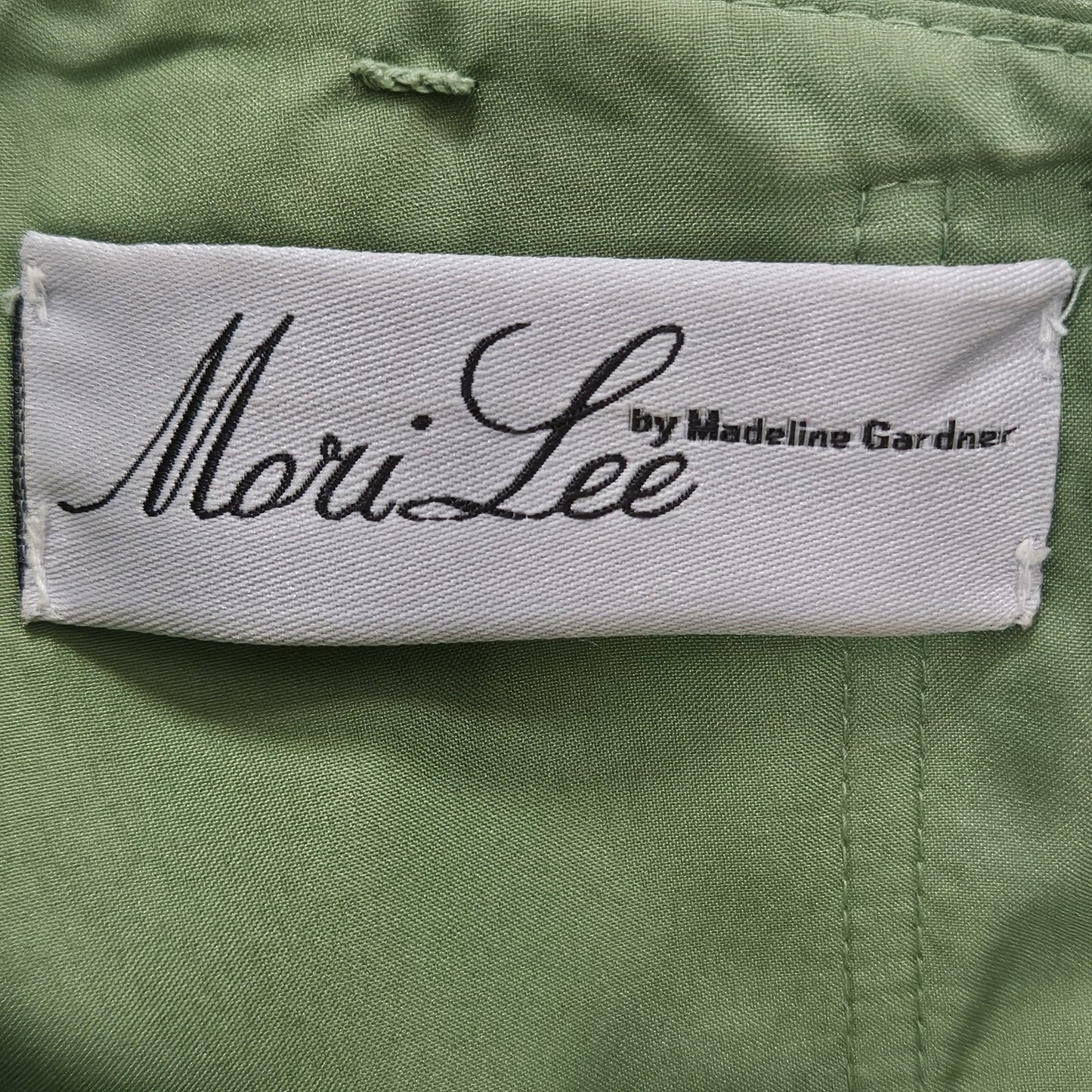 Mori Lee Green Chiffon Strapless Sweetheart Sash Boned Bodice Short Dress 13/14