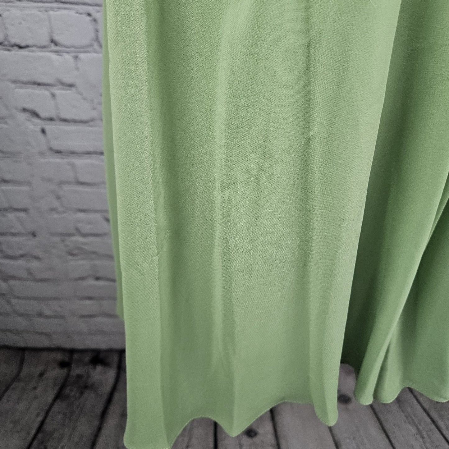 Mori Lee Green Chiffon Strapless Sweetheart Sash Boned Bodice Short Dress 13/14